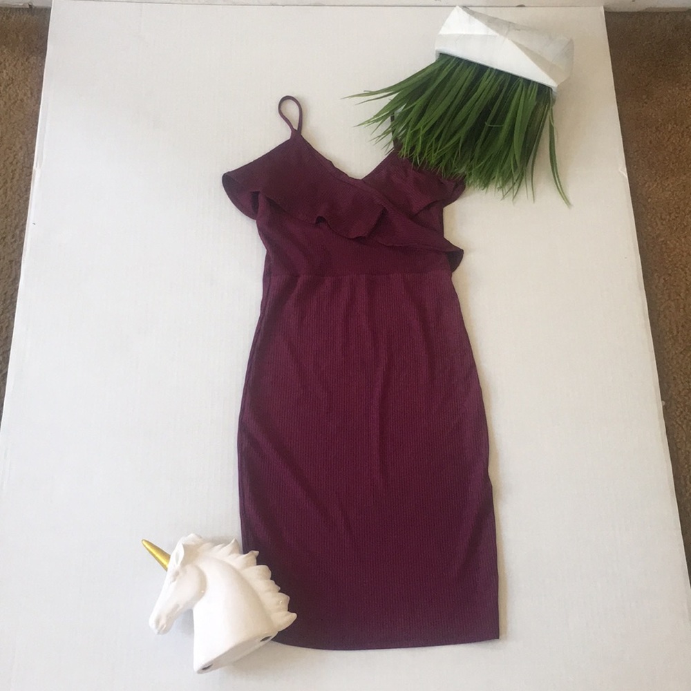 Deep V Maroon Fashion Nova Dress